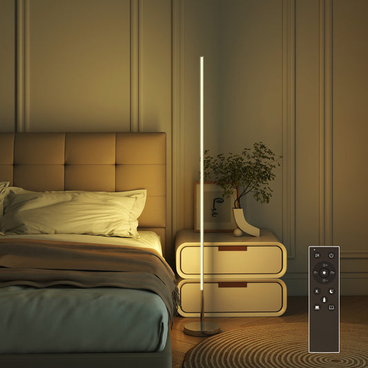 LightGlow Premium Floor Lamp for Living Room, Modern Standing Lamp with Shade & Foot Switch for Bedroom, Office, White