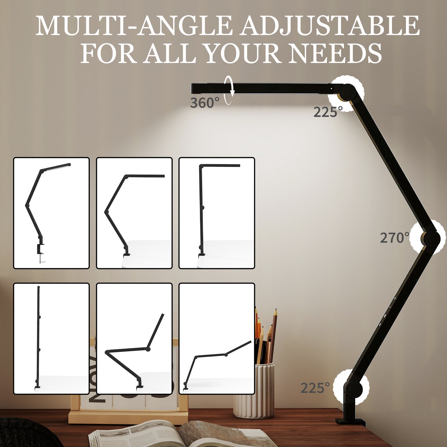 LightGlow Swing Arm Desk Lamp - Black