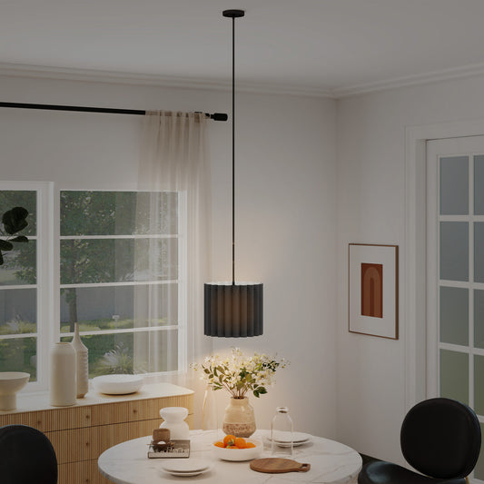 LightGlow Premium Linen Pendant Light, Bedside Ceiling Lamps with E27 Bulb, Modern Hanging Lights for Living Room, Bedroom, Kitchen, Hallway, Black