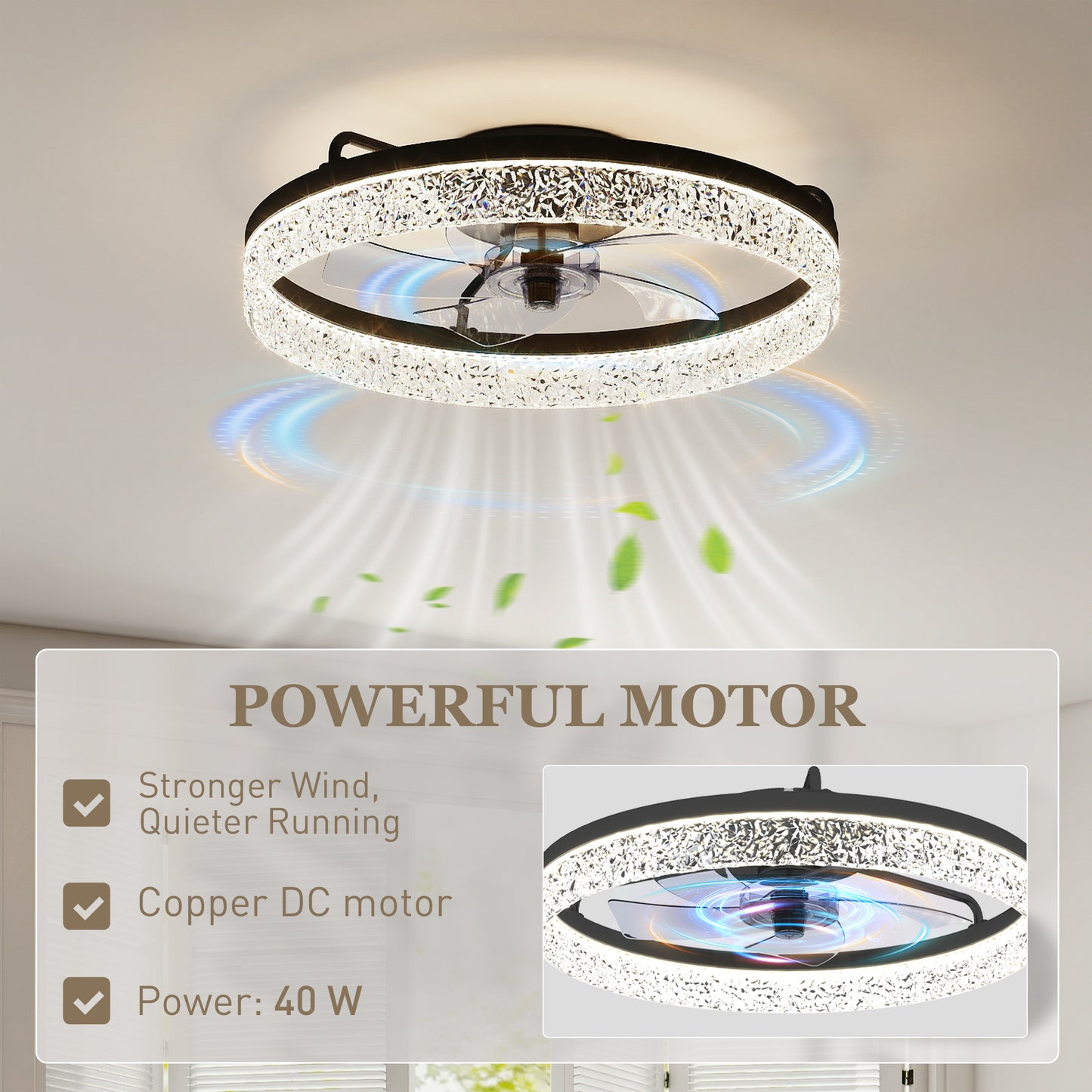LightGlow Dimmable LED Ceiling Fan - Black