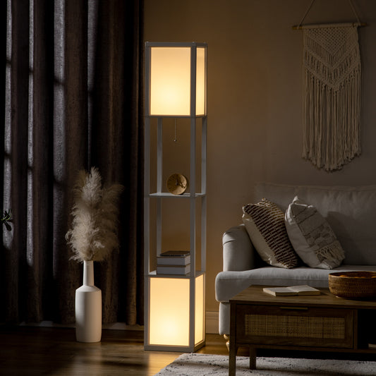 LightGlow Premium 156cm Floor Lamp Shelving Unit - White