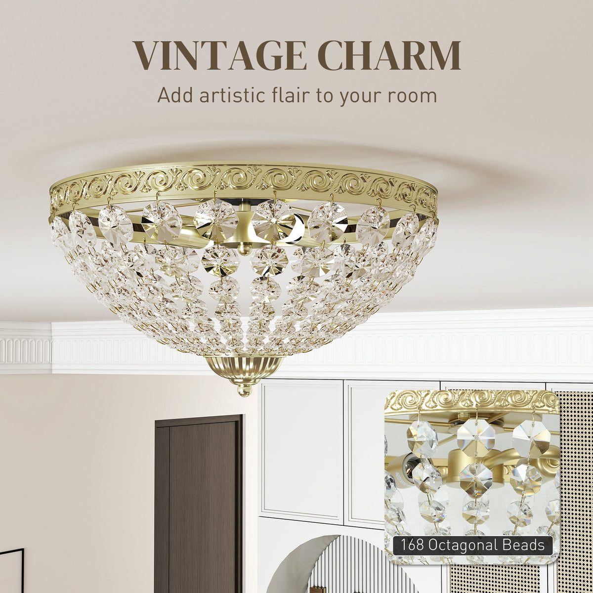 LightGlow Crystal Chandelier - Gold