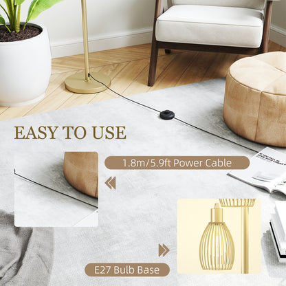 LightGlow 3-Light Industrial Floor Lamp - Gold
