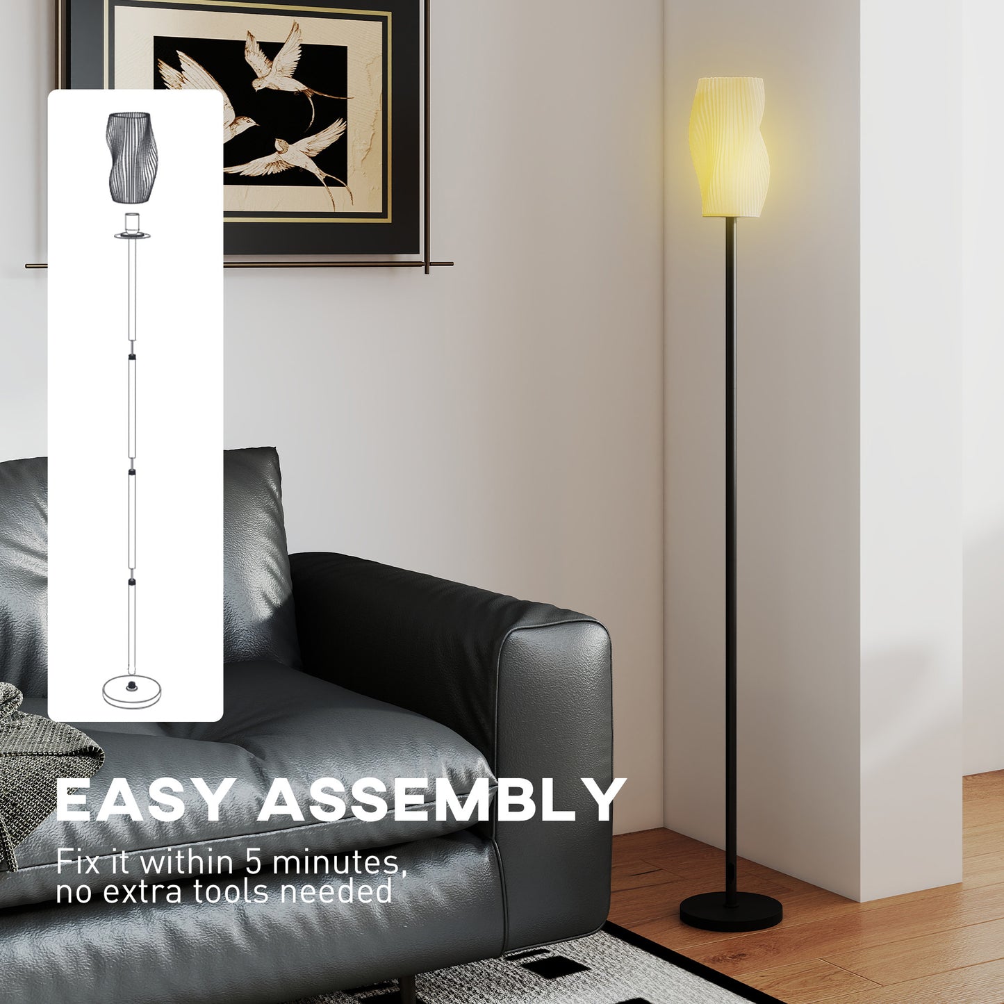 LightGlow Curved Floor Lamp - White