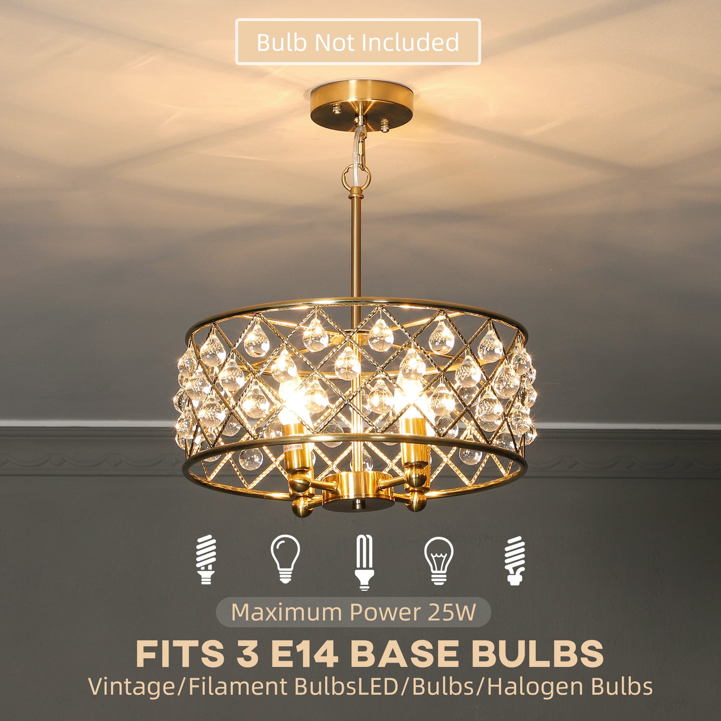 LightGlow Crystallite Four-Bulb Chandelier - Gold