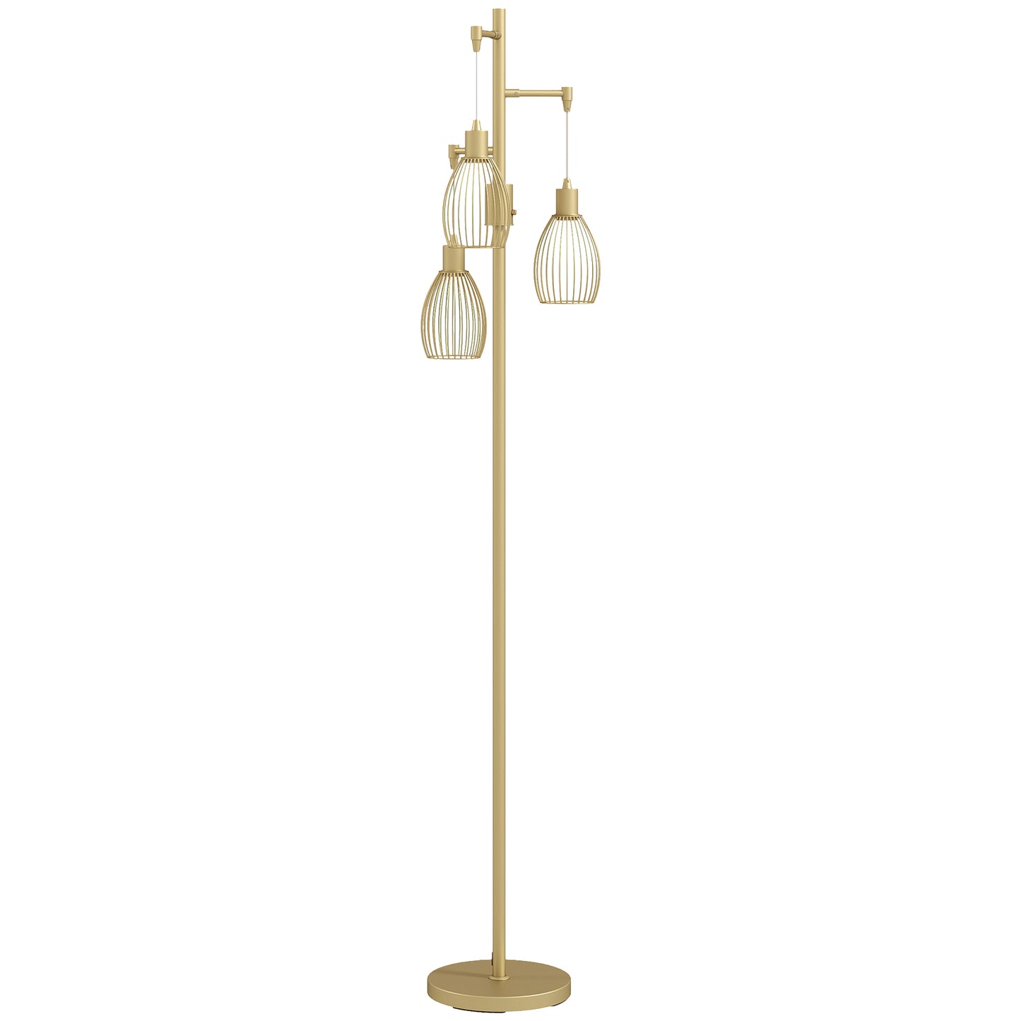 LightGlow 3-Light Industrial Floor Lamp - Gold