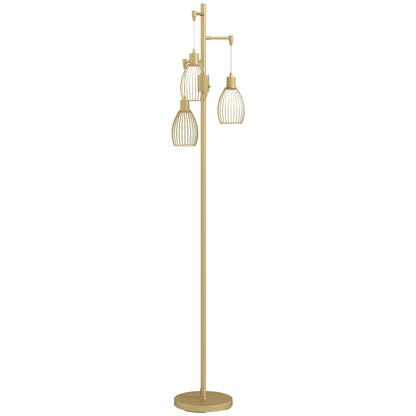 LightGlow 3-Light Industrial Floor Lamp - Gold