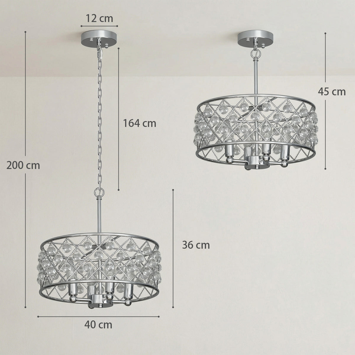 LightGlow Four-Bulb Crystallite Chandelier - Silver-Tone