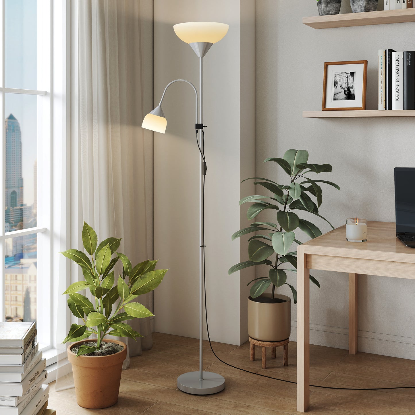 LightGlow Mother Child Floor Lamp - Silver