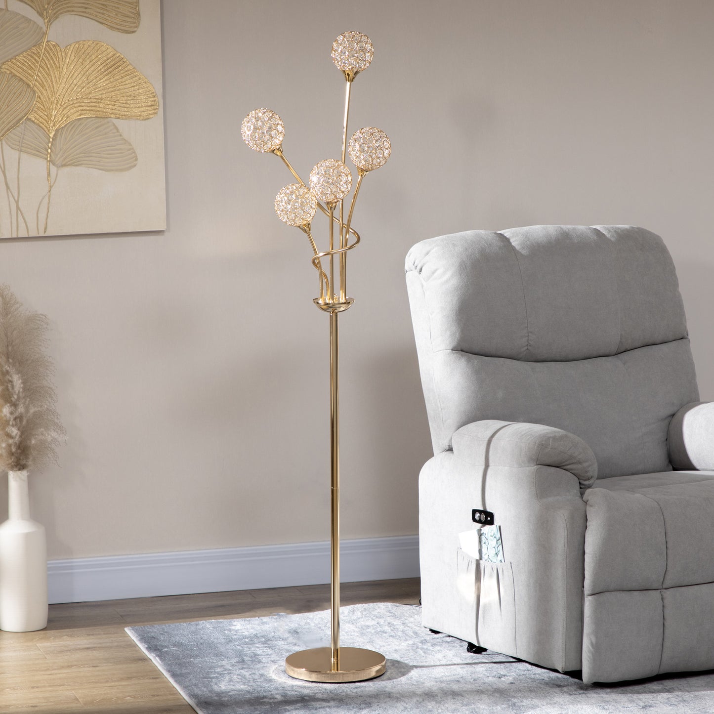 LightGlow Crystal Floor Lamp - Gold