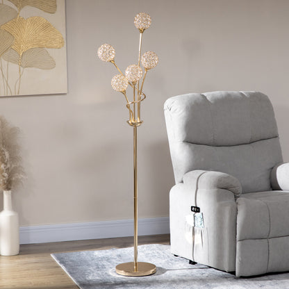 LightGlow Crystal Floor Lamp - Gold