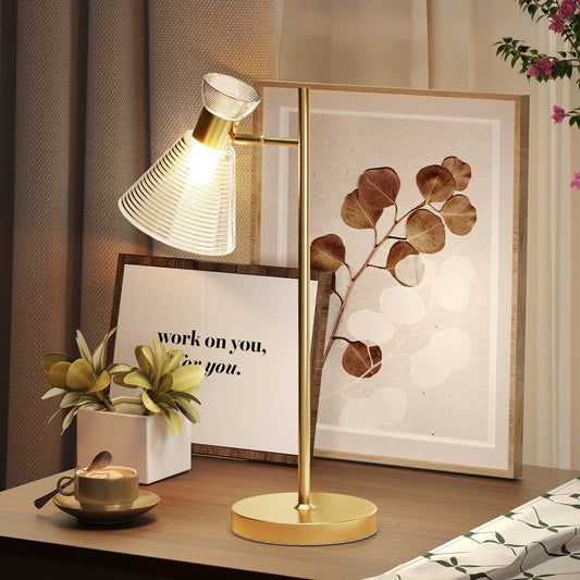 LightGlow Premium Modern Table Lamp, Bedside Lamp with Adjustable Flower-Shaped Head and E27 Socket for Living Room Bedroom Study, Bulb Not Included, Gold Tone