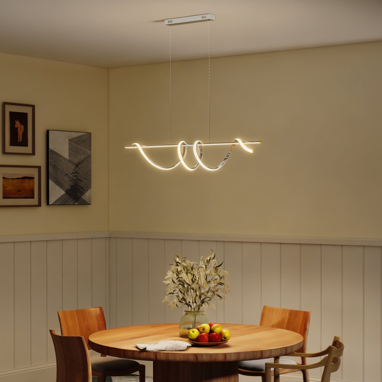 LightGlow Premium Pendant Light with 3 Colour Temperatures - Silver Tone