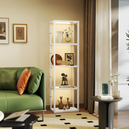 LightGlow Premium Four-Shelf Floor Lamp - Bleached Oak