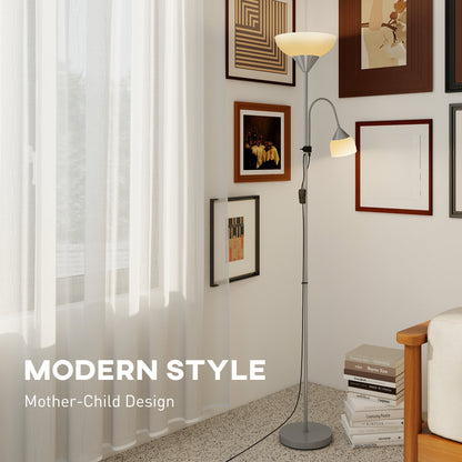 LightGlow Mother Child Floor Lamp - Silver