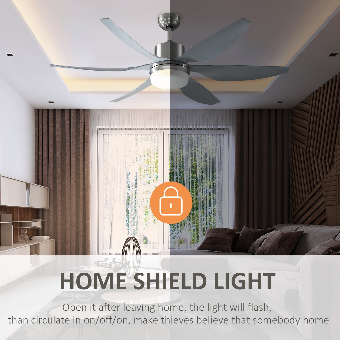 LightGlow Reversible Ceiling Fan - Silver