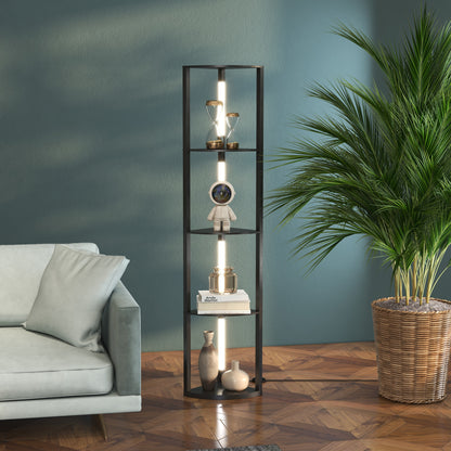 LightGlow Premium Corner Floor Lamp for Living Room Bedroom with Warm White LED Light, Modern Tall Standing Lamp, Black