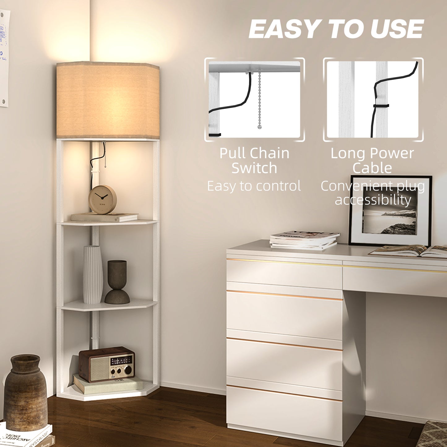 LightGlow Corner Shelf Lamp - White