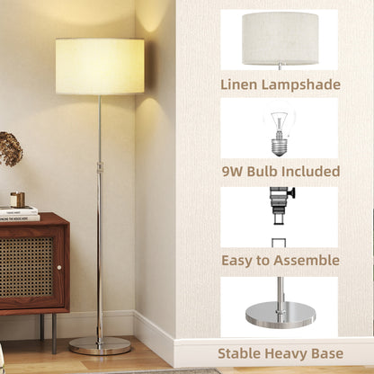 LightGlow Adjustable Floor Lamp - Silver