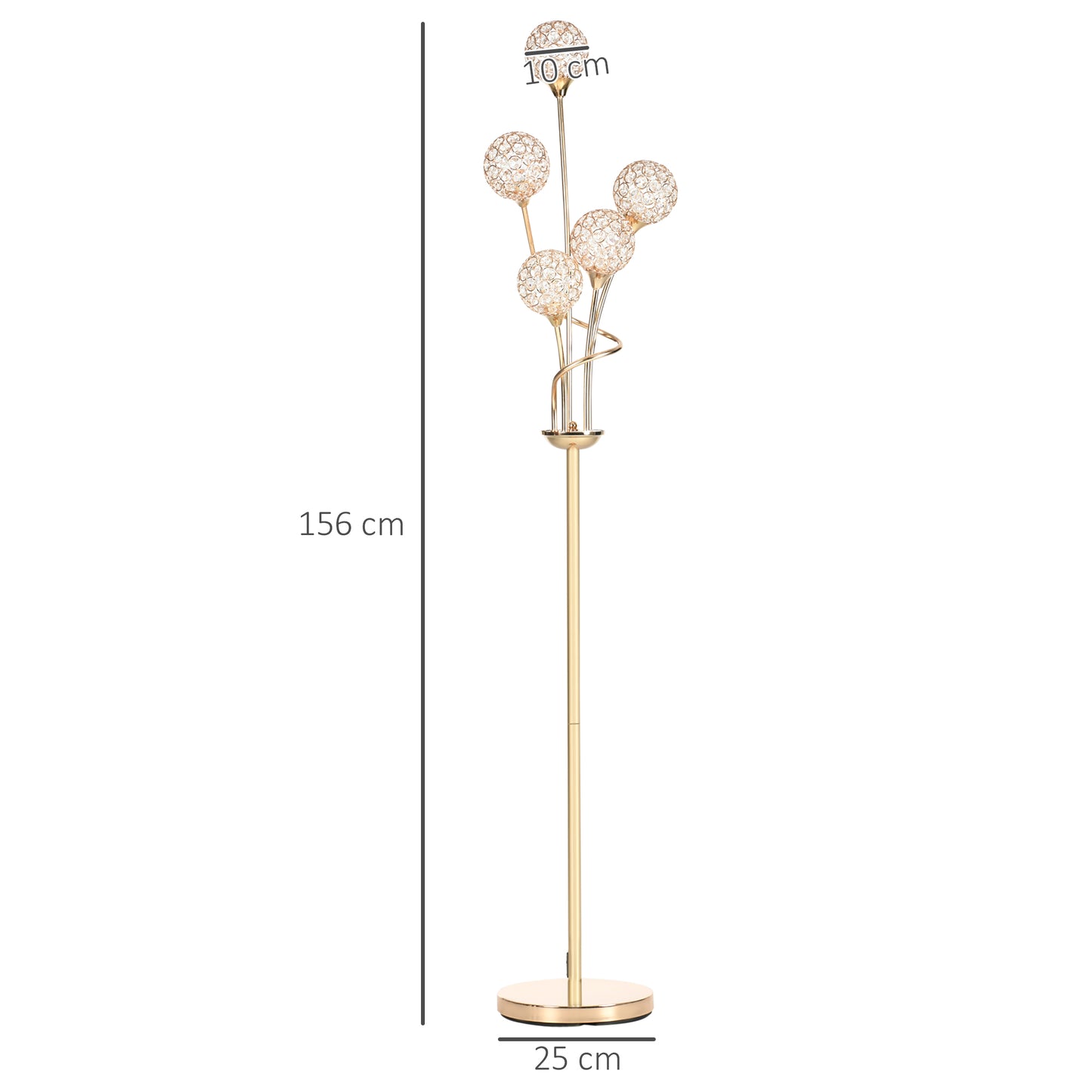 LightGlow Crystal Floor Lamp - Gold