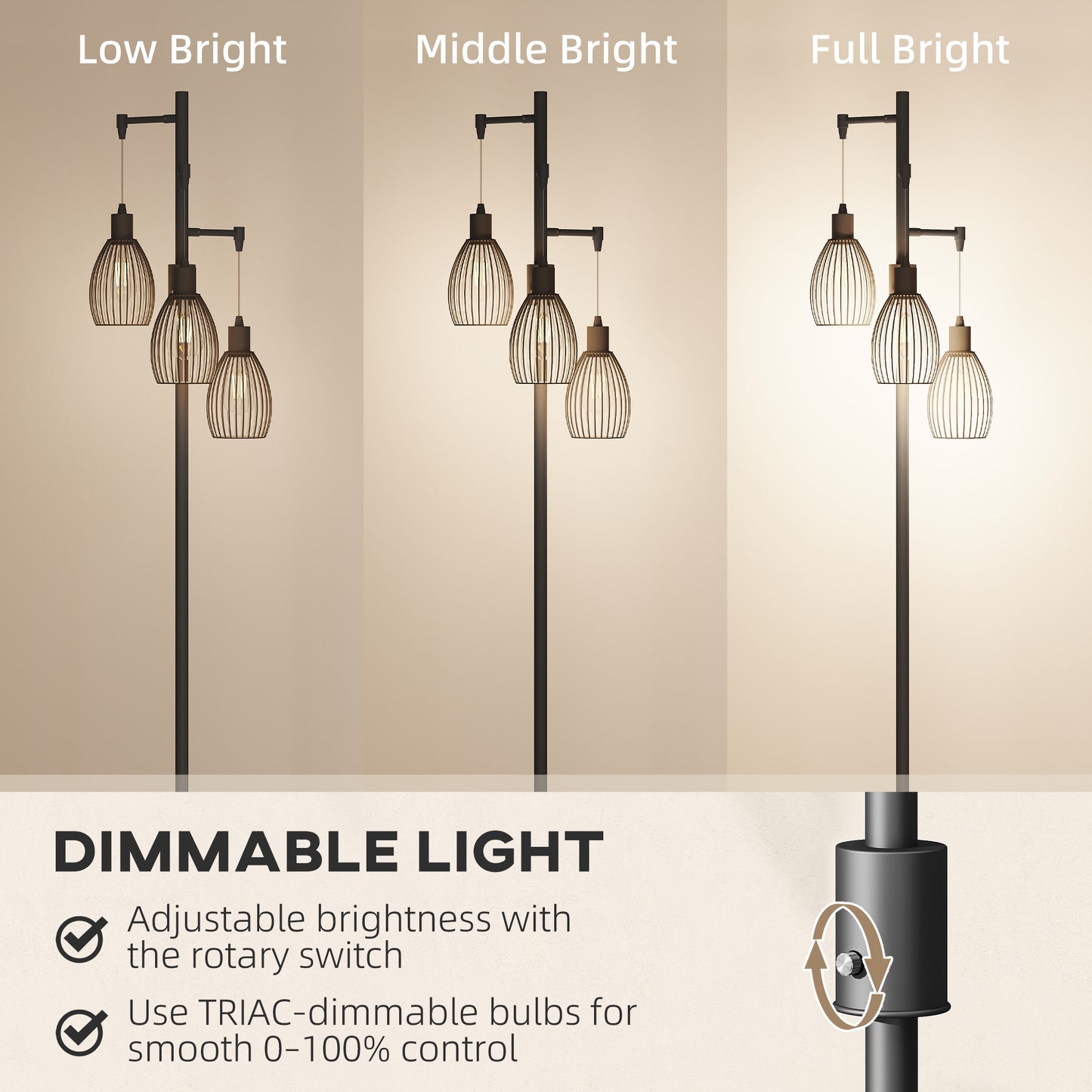LightGlow 3-Light LED Floor Lamp - Black