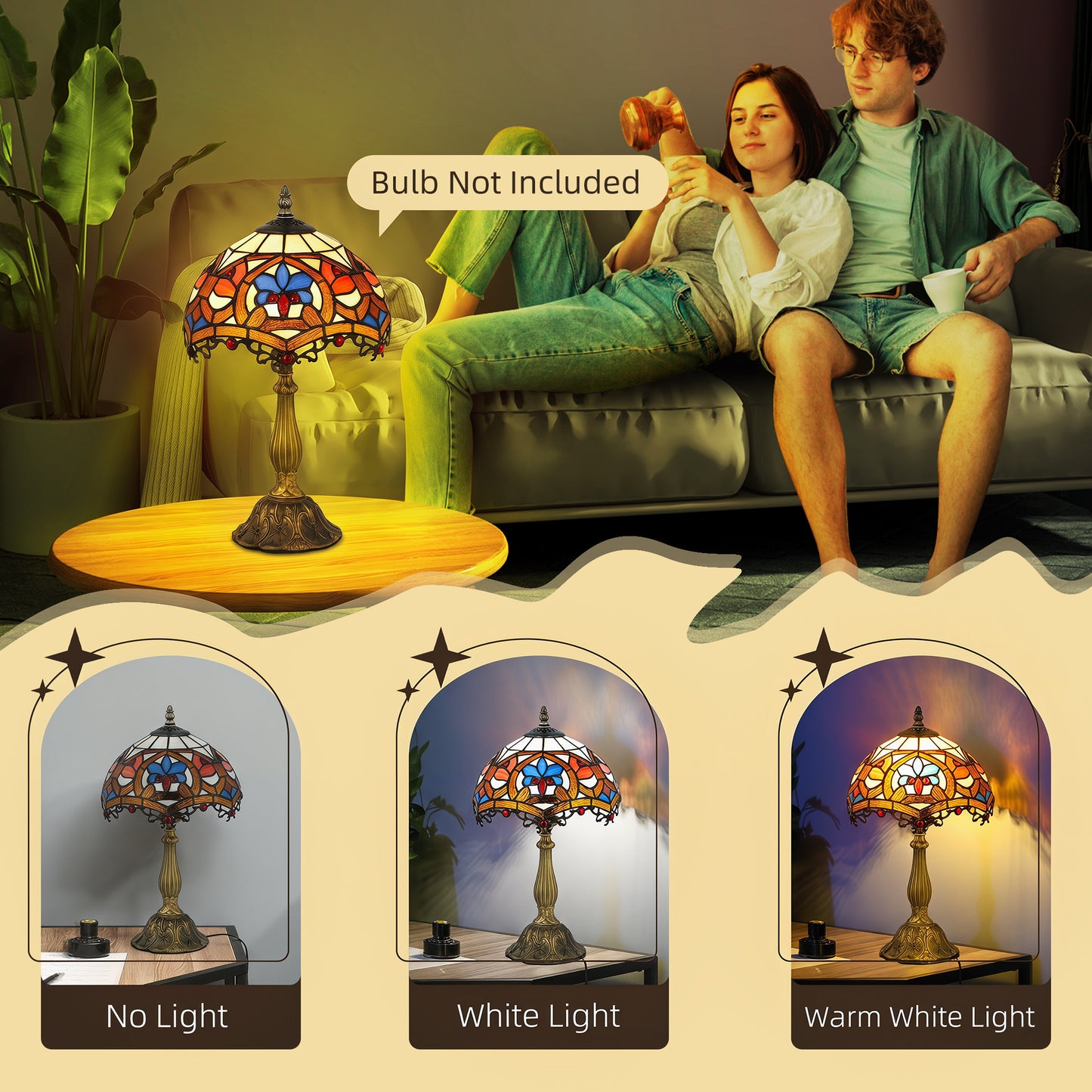 LightGlow Tiffany Table Lamp - Multi-Coloured