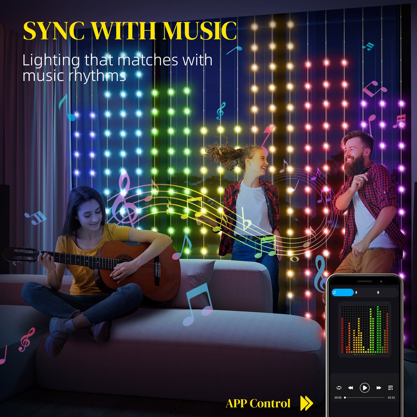 LightGlow Smart LED Curtain Lights