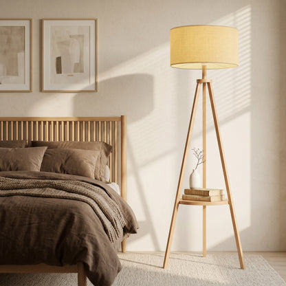 LightGlow Tripod Floor Lamp - Natural Wood